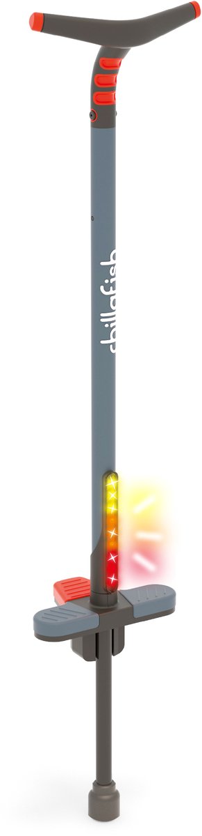 Chillafish Pogo Stick Glow vanaf 9 jaar tot 70kg met LED verlichting - Oranje - Stunt Pogostick voor jongens en meisjes - Springstok met soft touch handgreep en extra sterke veer - Model Poogi Teen