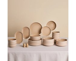 Karaca Terra 36-Delig Servieset – Creme – 8 Personen – Stoneware Dinerset – Dinerborden, Kommen en…