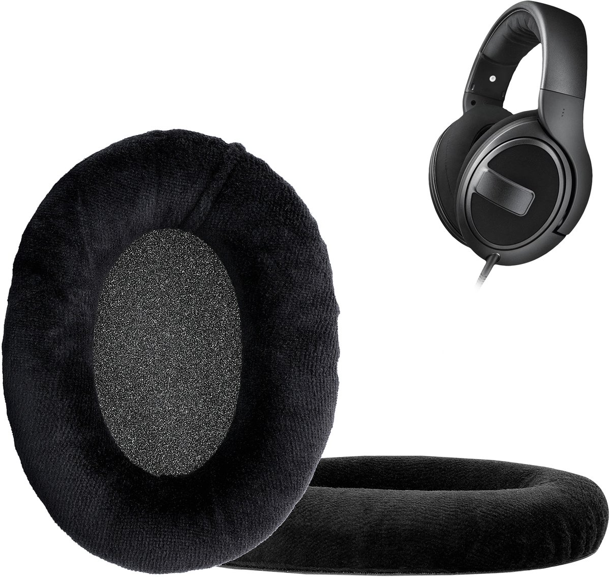 kwmobile 2x fluwelen oorkussens geschikt voor Sennheiser HD 559 / 569 / 599 koptelefoons - Kussens voor over-ear-koptelefoon in zwart