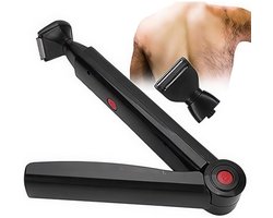 Elektrisch scheerapparaat, opvouwbaar scheerapparaat Geschikt voor de rug van mannen, via USB verstelbaar scheerapparaat Geschikt voor het hele lichaam met dubbele scheerkoppen en ergonomische verlengarm.