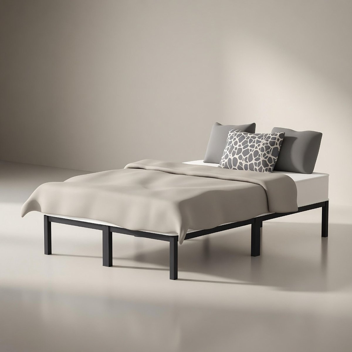 SleepLine Comfort Metalen Bedframe 120x200 cm Antraciet met Lattenbodem – Modern Twijfelaar Bedframe Metaal – Stevig Stalen Bed voor Slaapkamer, Tienerkamer en Logeerkamer – Mobili Bella