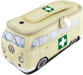 BRISA VW Collection - Volkswagen neopreen universele make-up-, cosmetica-, cultuur-, reis-, EHBO-tas in T1 Bulli Bus-design - Beige, Ambulance - groot
