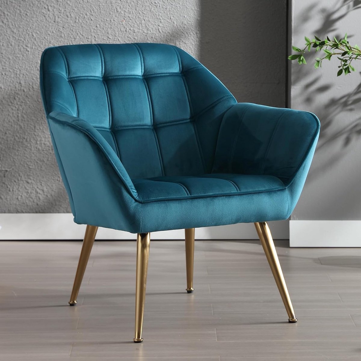 Fauteuil Linnen Accentstoel - Gestoffeerde Loungestoel met Houten Poten, Relaxstoel voor Woonkamer en Slaapkamer blauw - 80x73x79 cm - Vermissen