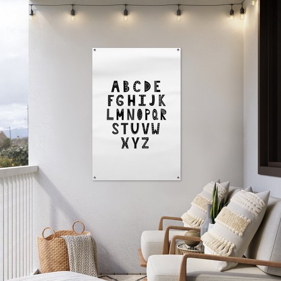 Illustration alphabet lettres noires sur fond blanc 80x120 cm