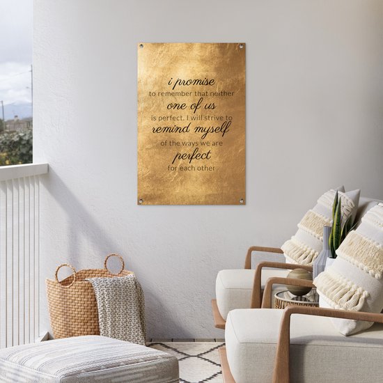 Posters de jardin extérieur Citations - Proverbes - 'Je promets de me rappeler qu'aucun de nous n'est parfait' - 60x90 cm - Toile de jardin - Affiche extérieure