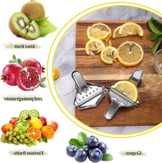 Handmatige Citruspers van RVS - 6-delige Set voor Citroenen, Sinaasappels en Druiven, Ideaal voor Vers Sap en Cocktails — afbeelding 4