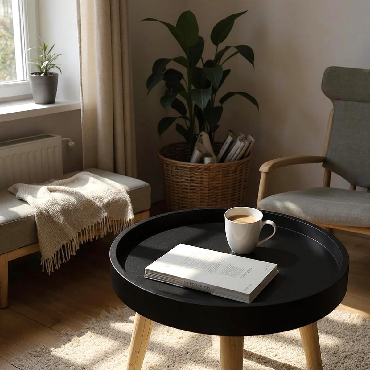 Luxe Bijzettafel – Zwart – 36 cm – Industrohome