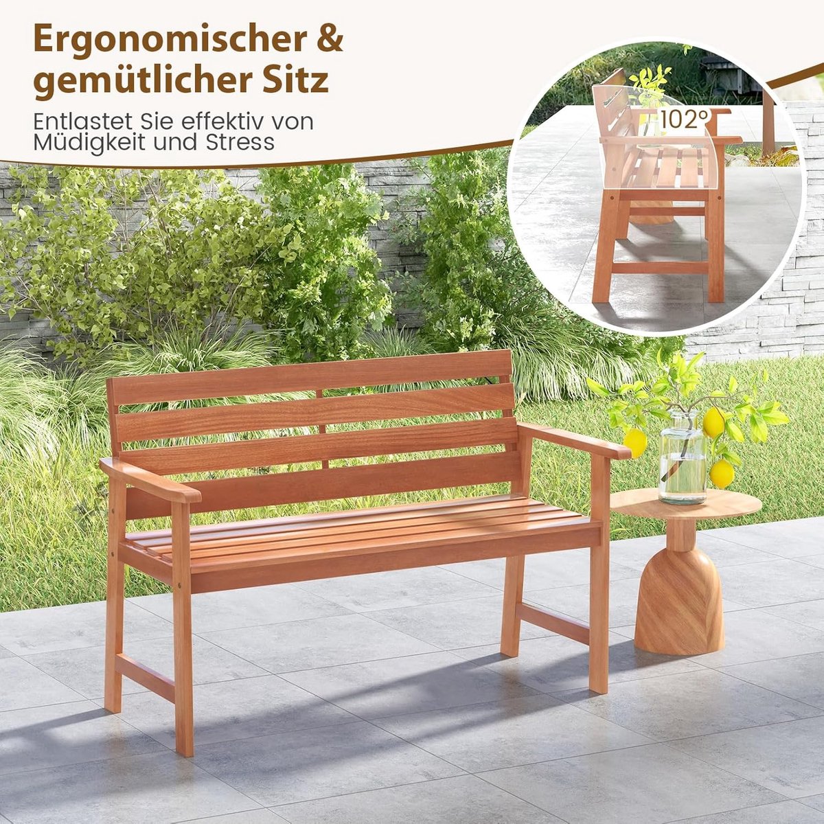 Tuinbank 2-persoons hardhout – Meuble Paris - Medahomestore