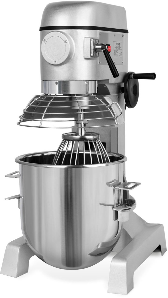 VERTES Professionele deegkneder, deegmachine met planetaire mengarm, inhoud 30 l, roestvrijstalen mengkom, mengblad, deeghaken en garde, 3 snelheden: 142, 234 en 429 rpm