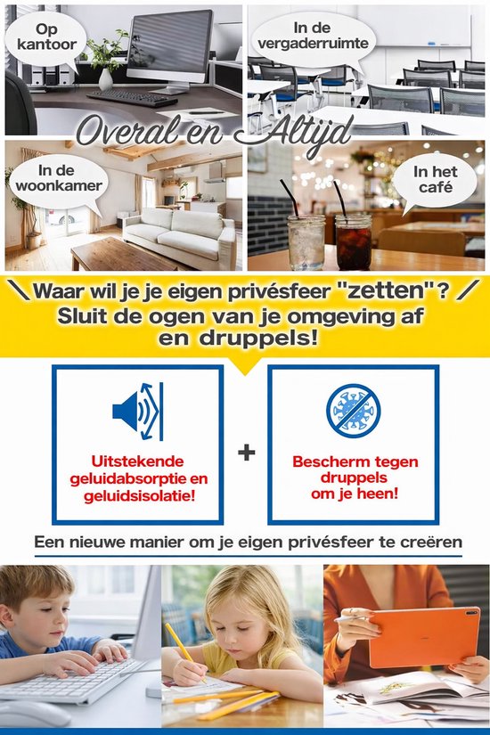 Akoestisch Bureauscherm met Privacy – Geluidsdempend – Opvouwbaar | FocusDesk