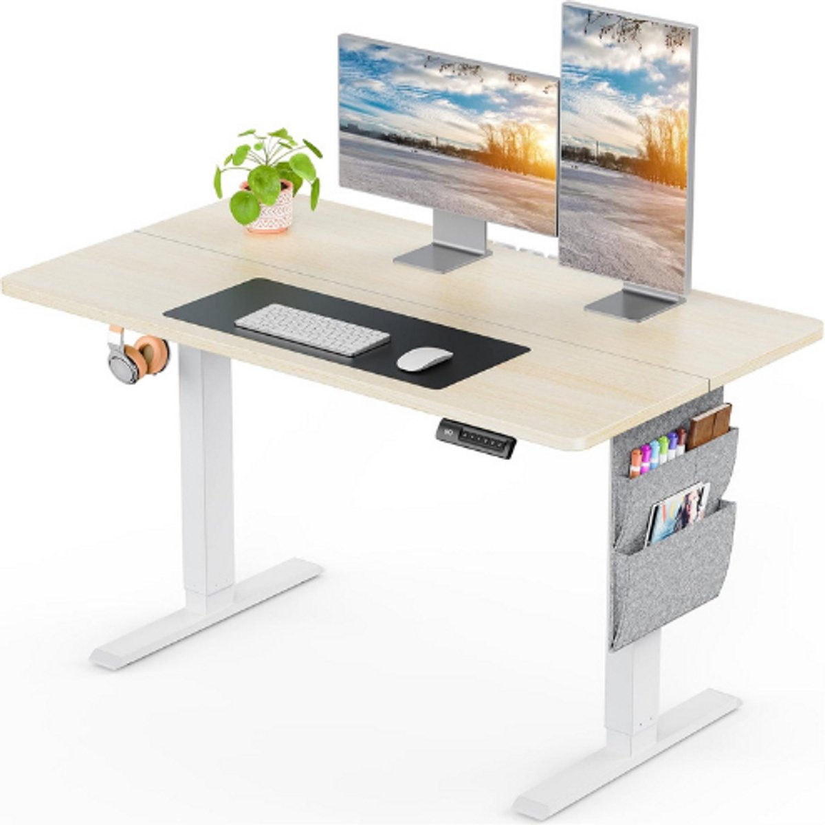 ErGear Elektrisch Sta Bureau 120 X 60 Cm - In Hoogte Verstelbaar Bureau Met 80 Kg Draagkracht - Geheugenfunctie - Stille Motor - Inclusief Opbergtas - Compact Bureau Voor Thuiswerkplek