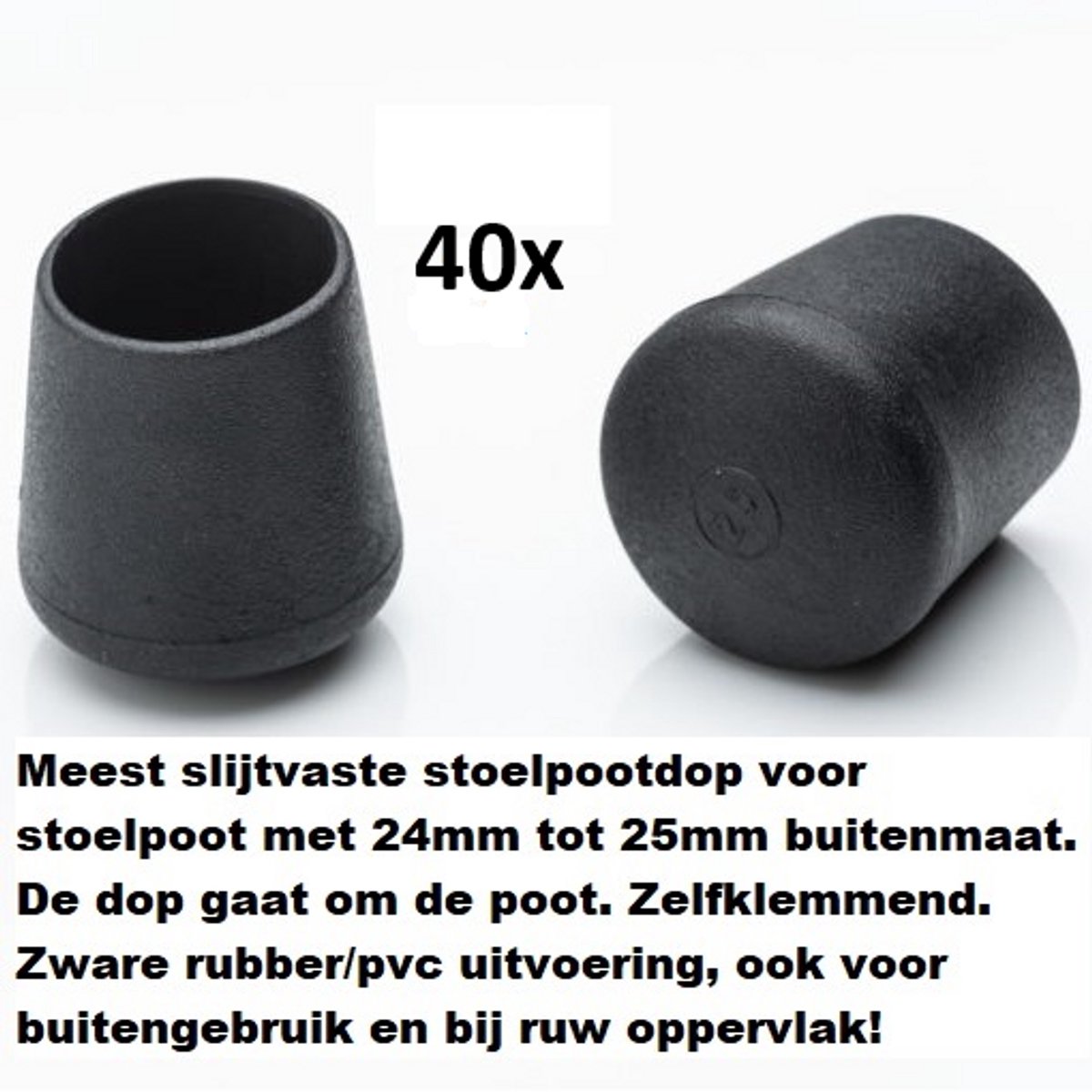 40 stuks AA-kwaliteit ronde stoelpootdoppen 24-25mm zware kwaliteit omdop slijtvast pootdoppen voor ronde buis