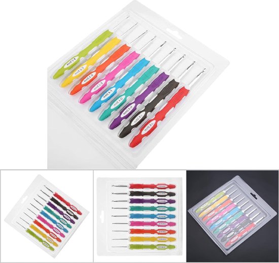 Complete Haaknaalden Set van 9 Stuks - Ergonomische Aluminium Haaknaalden met Comfortabele Handgreep voor Gemakkelijk Breien en Haken van Merkloos — afbeelding 2