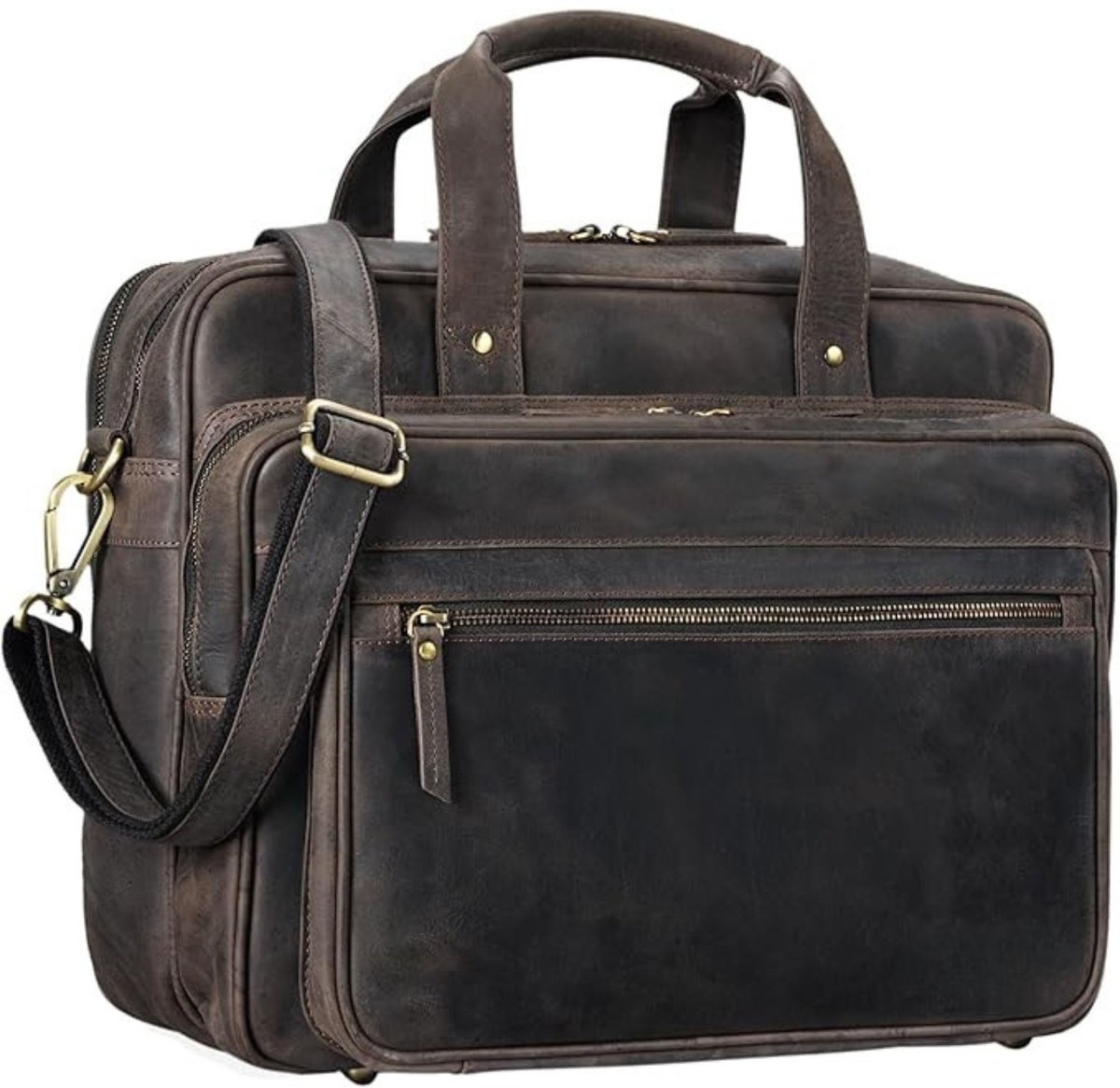Leren Laptoptas - Laptoptas - Leren Tas - Luxe Leren Laptoptas - Werktas - Schoudertas - Business Tas - Leren Business Tas - 15.6 inch - Donkerbruin - van Imperatoris