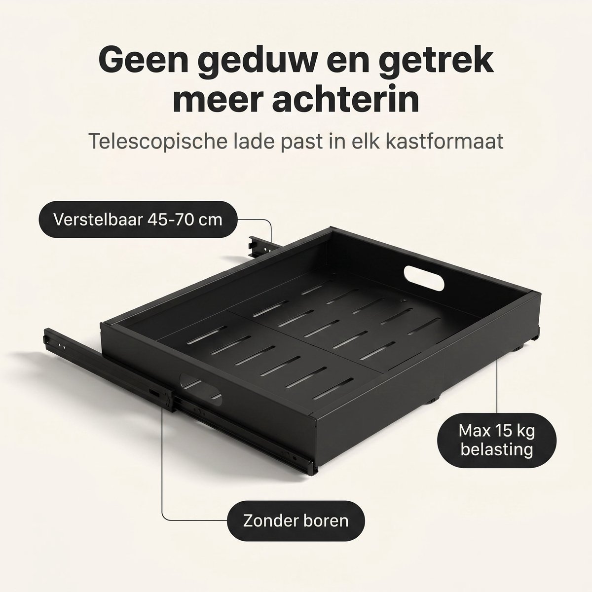 Cheqo® Schuiflade Keukenkast - Keukenkast Organizer - Uittrekbare Lade - Verstelbaar en Telescopisch - Gootsteenkast Organizer - Binnenlade Keuken - Keukenlade - Kast Organizer met Uitschuifbare Lade - Zonder Boren - Aanrecht en Lade Organizer — cadeau in Cadeau-ideeën - foto 5