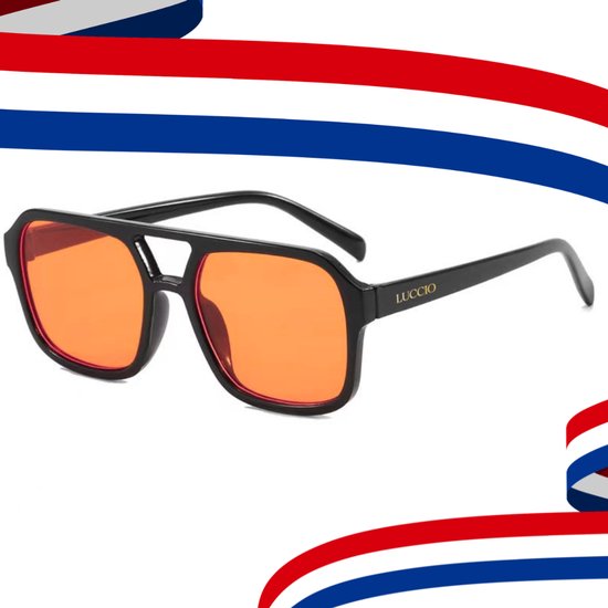 Koningsdag bril - Oranje bril - Koningsdag accessoires - Retro bril - Mode bril - Festivalbril - Technobril - Rave bril - Festival zonnebril - Zwart - Vintage - Koningsdag - Kingsday