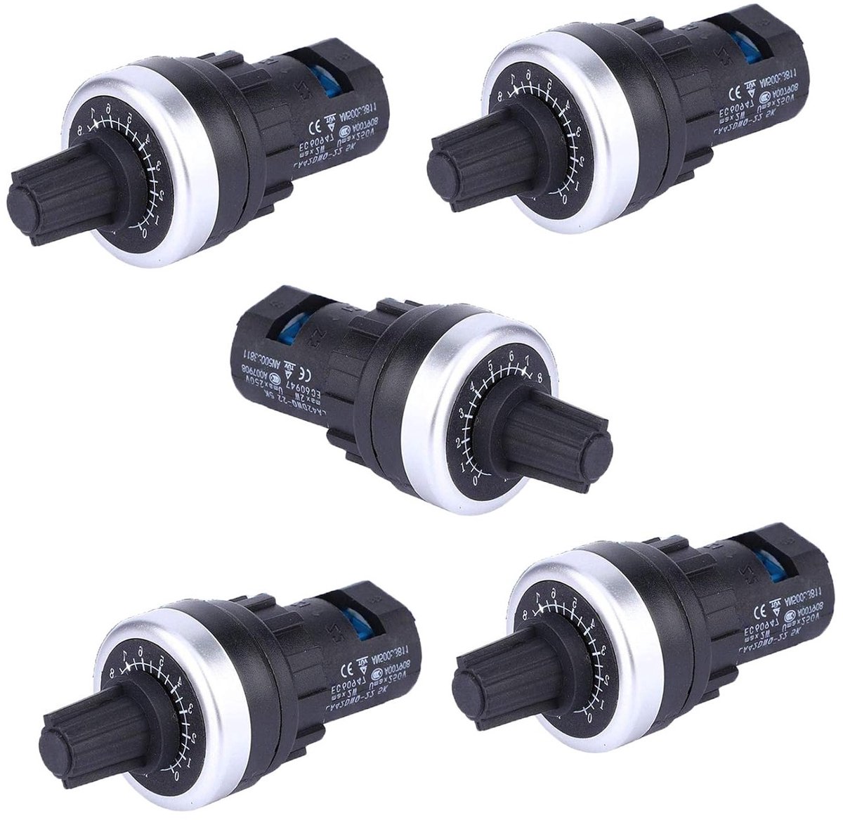 5 Stuks Roterende Potentiometer Paneelmontage 10K Weerstandsschakelaar