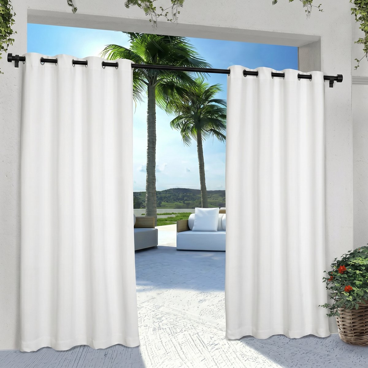 MUPOO Buitengordijn Waterdicht Verduisterend met Ringen - Verduisterend, UV-werend & Isolerend - outdoor Gordijn voor Terras, Veranda, Tuin