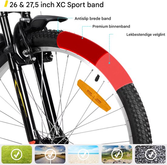Mountainbike - Voor heren en dames - 18 snelheden, stalen frame, V-rem, hardtail - 66-69 cm, blauw van Merkloos — afbeelding 3