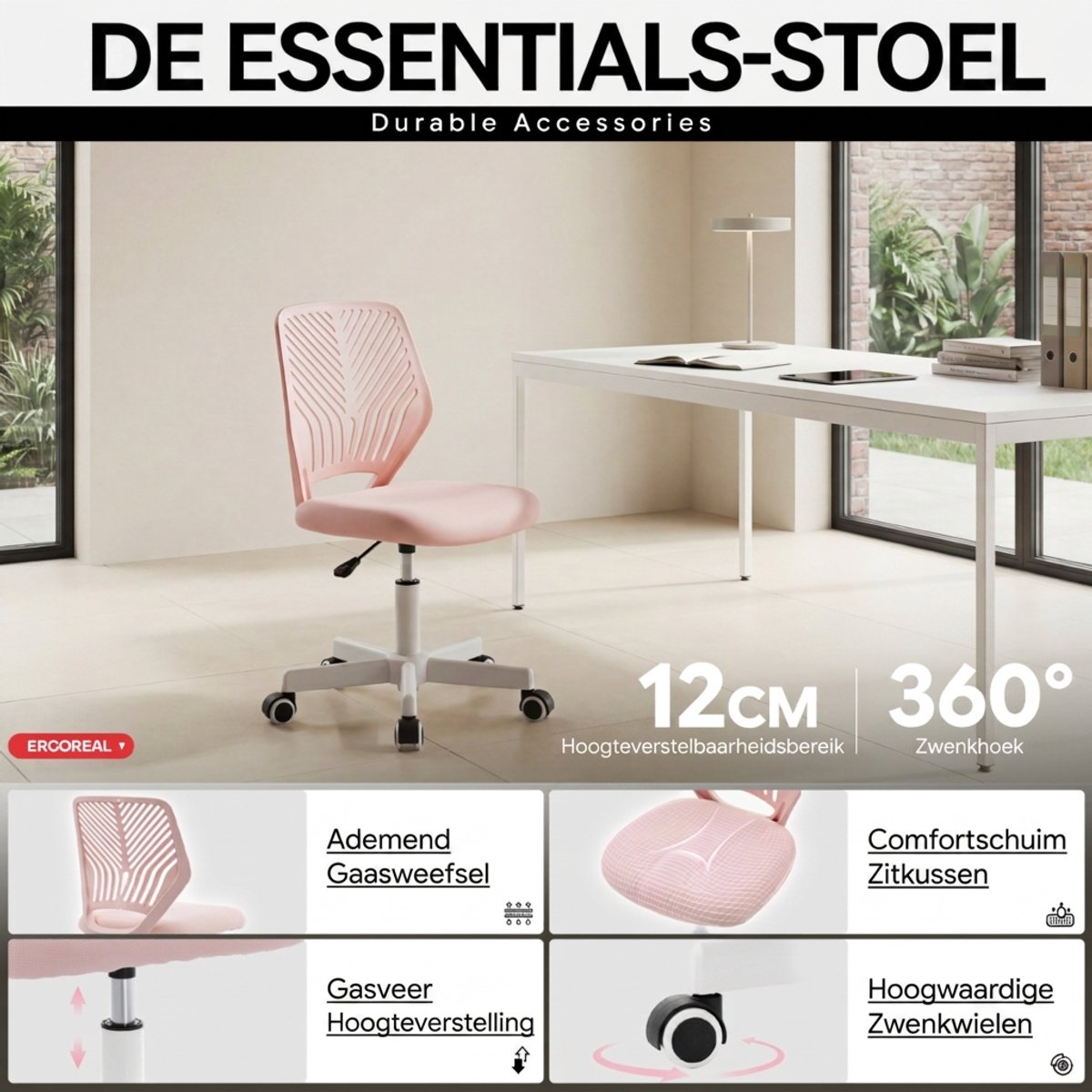CET PRODUCT SERVICESP.Z O.O. Ergonomische Bureaustoel - Roze thumbnail 3