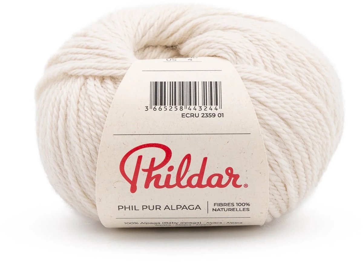 Phildar - Pur Alpaga- 100 % Baby Alpaca premium garen - Wordt per 5 stuks verkocht - Kleur : Ecru