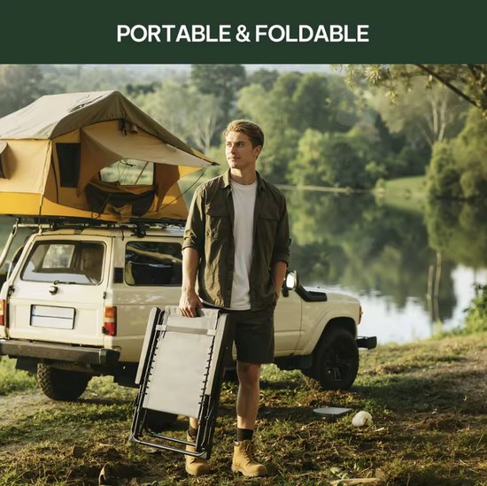 J&R Opvouwbare strandstoel - Tuinligstoel - Verstelbare Relaxstoel met Hoofdsteun - 0-160° Ligstand - Heavy Duty 150kg - Grijs - Camping, Strand & Tuin van J&R — afbeelding 5