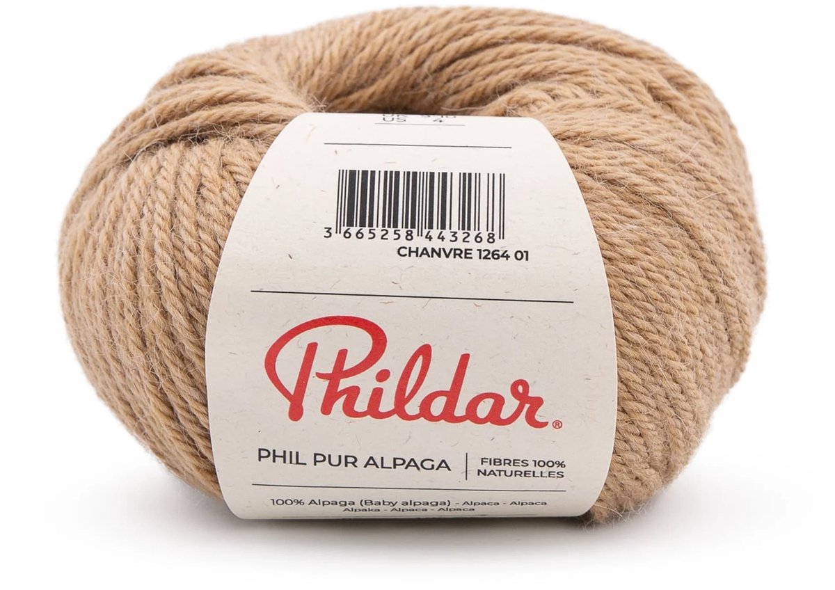 Phildar - Pur Alpaga- 100 % Baby Alpaca premium garen - Wordt per 5 stuks verkocht - Kleur : Chanvre