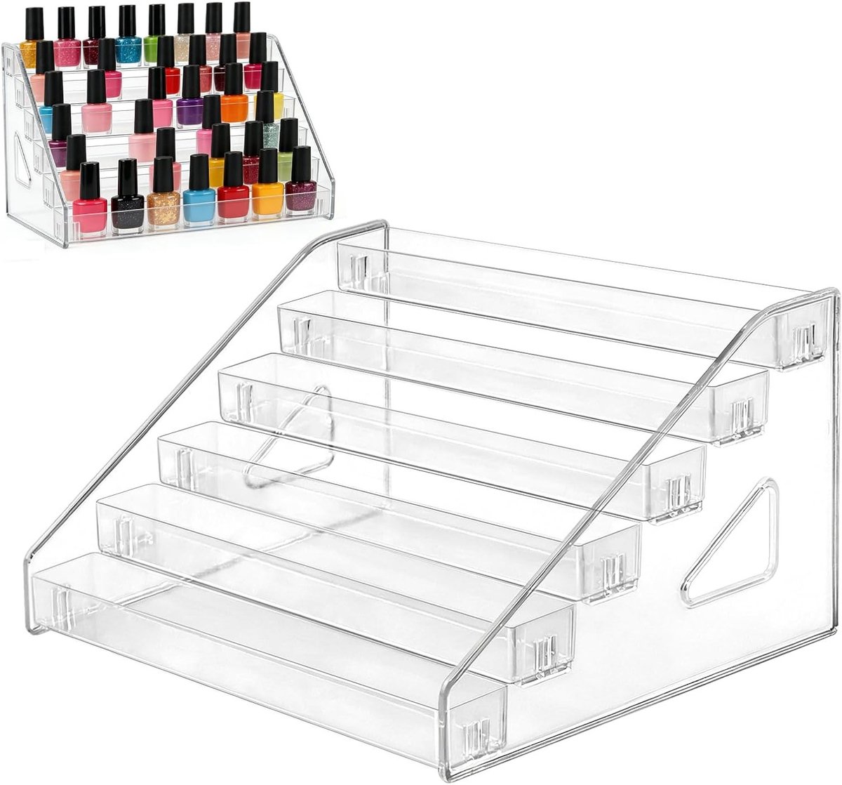 Zeslaags Acryl Nagellakopslag en Organiser voor Make-up, Essentiële Olie en Foto- of Handelskaarten