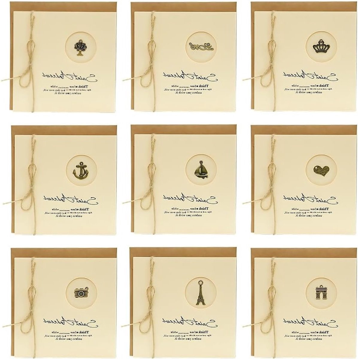 Decoratieve Wenskaarten voor Bedankjes, Uitnodigingen en Verjaardagskaarten - Vintage Ontwerp (Vierkant)