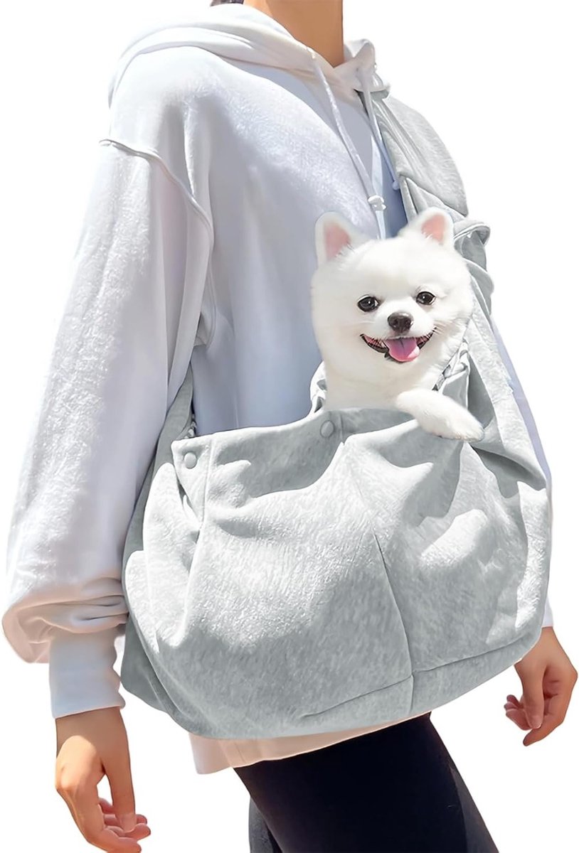 Hondendraagtas voor Honden tot 7,5 kg, Grijze Schoudertas voor Dieren, Ideaal voor Wandelen en Buitenactiviteiten