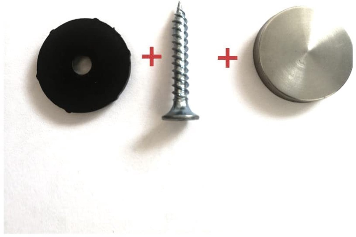 Decoratieve Spiegelschroeven met Rubberdeeltjes - 4 Sets voor Badkamerplaten, Kasten en Glazen Platen, 12mm