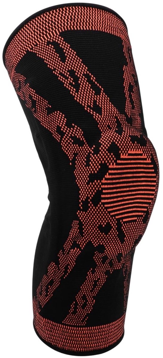 Rekbare en comfortabele kniebeschermer voor uniseks, compressiebescherming voor sport, maat S, ideaal voor hardlopen en voetbal, zwart en oranje