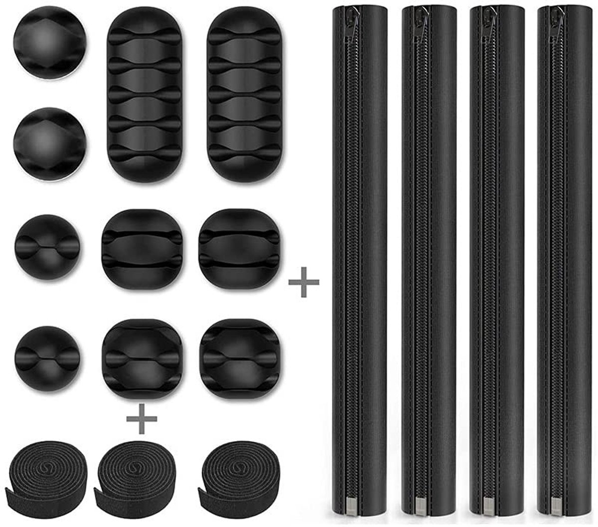 Winkel1 - Cable Organizer Set - Kabelbeheer - Ideaal voor thuiswerk - Zwart - Kabeloplossing - Geschikt voor computer en tv - 3Kids Accessoire Kit