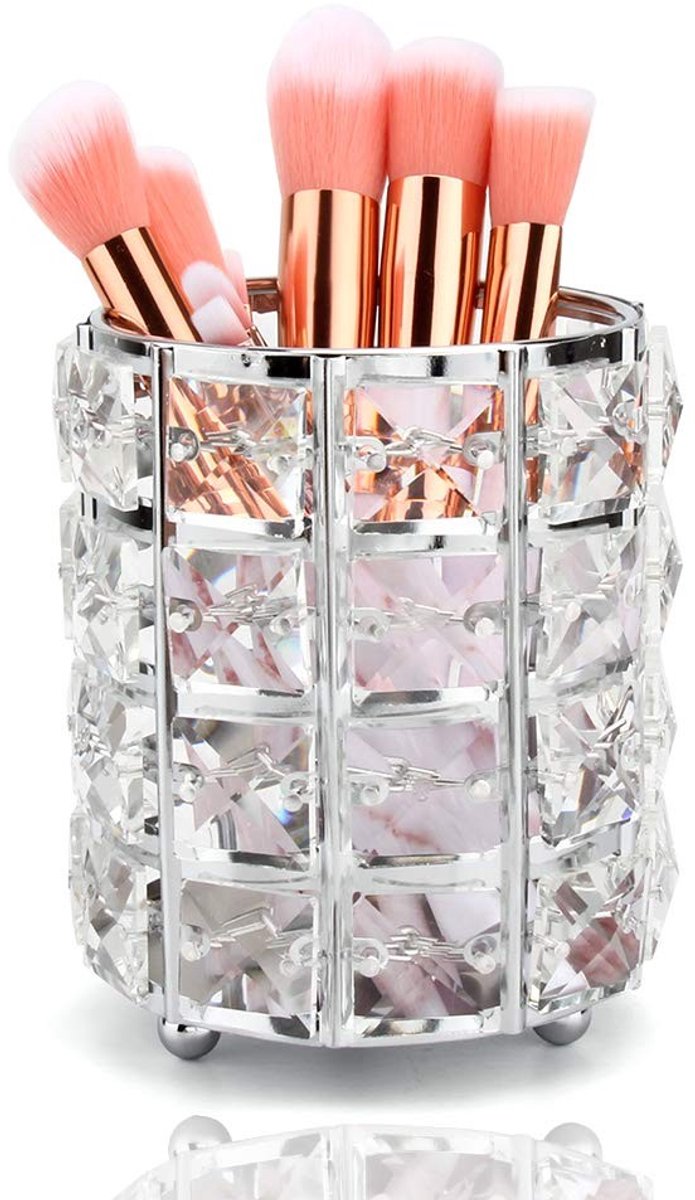 Winkel1 - Makeup Brushes - Makeup Organizer - Ruimtebesparend - Zilver - Kwastenhouder - Decoratie voor elke ruimte - Geschikt voor cosmetica
