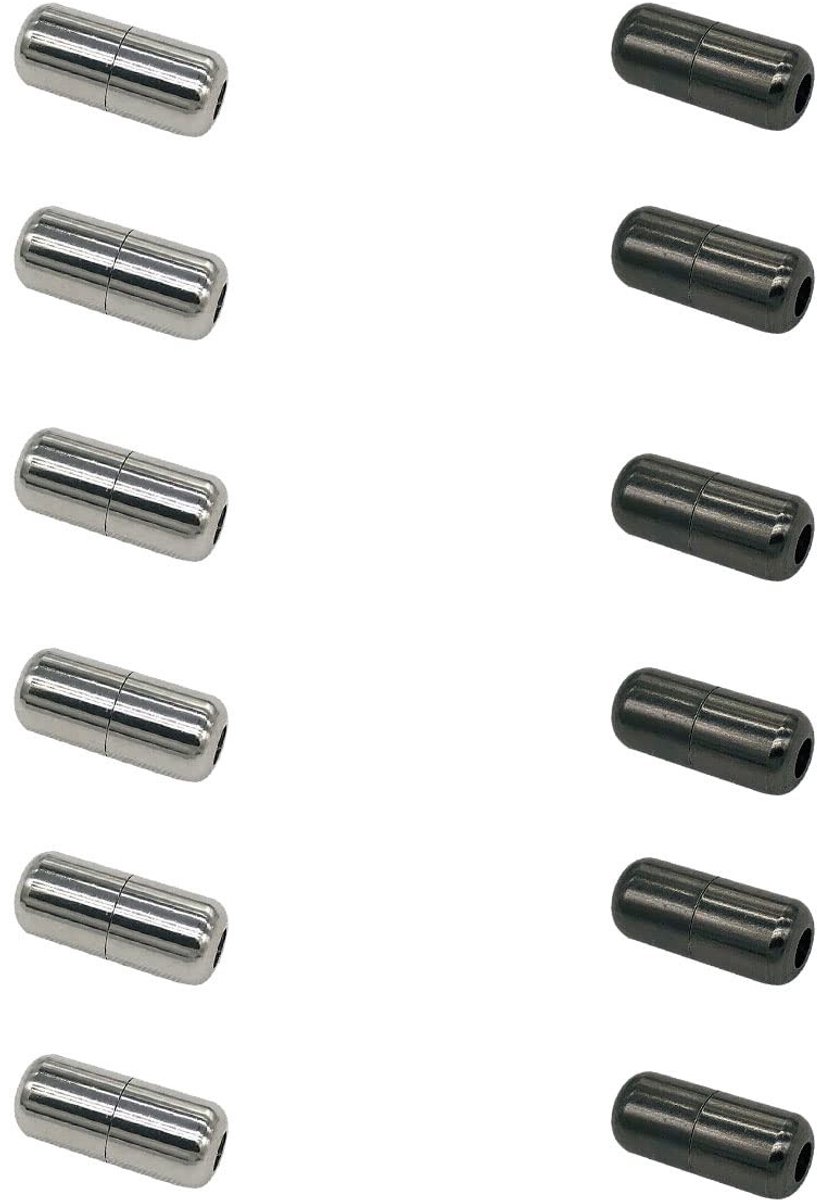 Winkel1 - Schoenveter Sluiting - No-Tie Laces - Eenvoudig te gebruiken - Zwart en Zilver - Schoenveter Accessoires - Geschikt voor Volwassenen - 12...