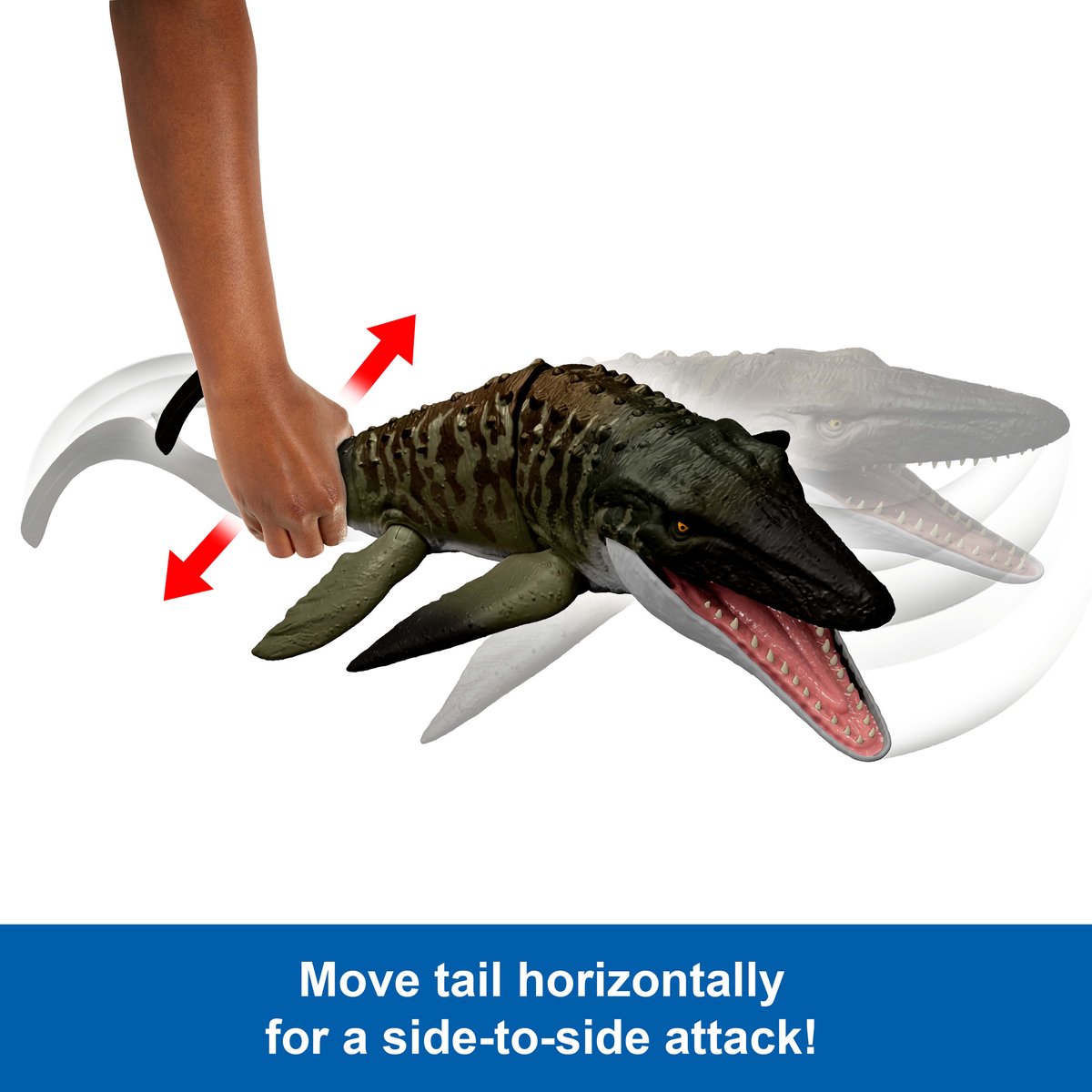 Jurassic World Rebirth Bijtende en Explosieve Mosasaurus, actiefiguur en mini-Dilophosaurus, dinosaurusspeelgoed met kaken die ver open kunnen, beweegbaar, ziet eruit als in de film — afbeelding 2