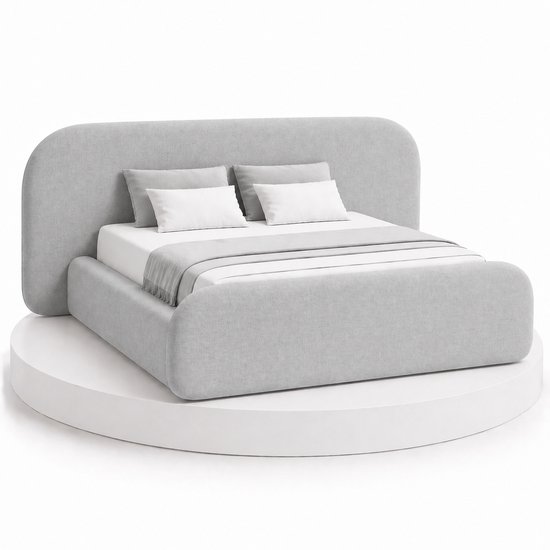 Japandi Bed Kanso - 160x200 Compleet - Boxspring met opbergruimte - Lichtgrijs - BalBedden