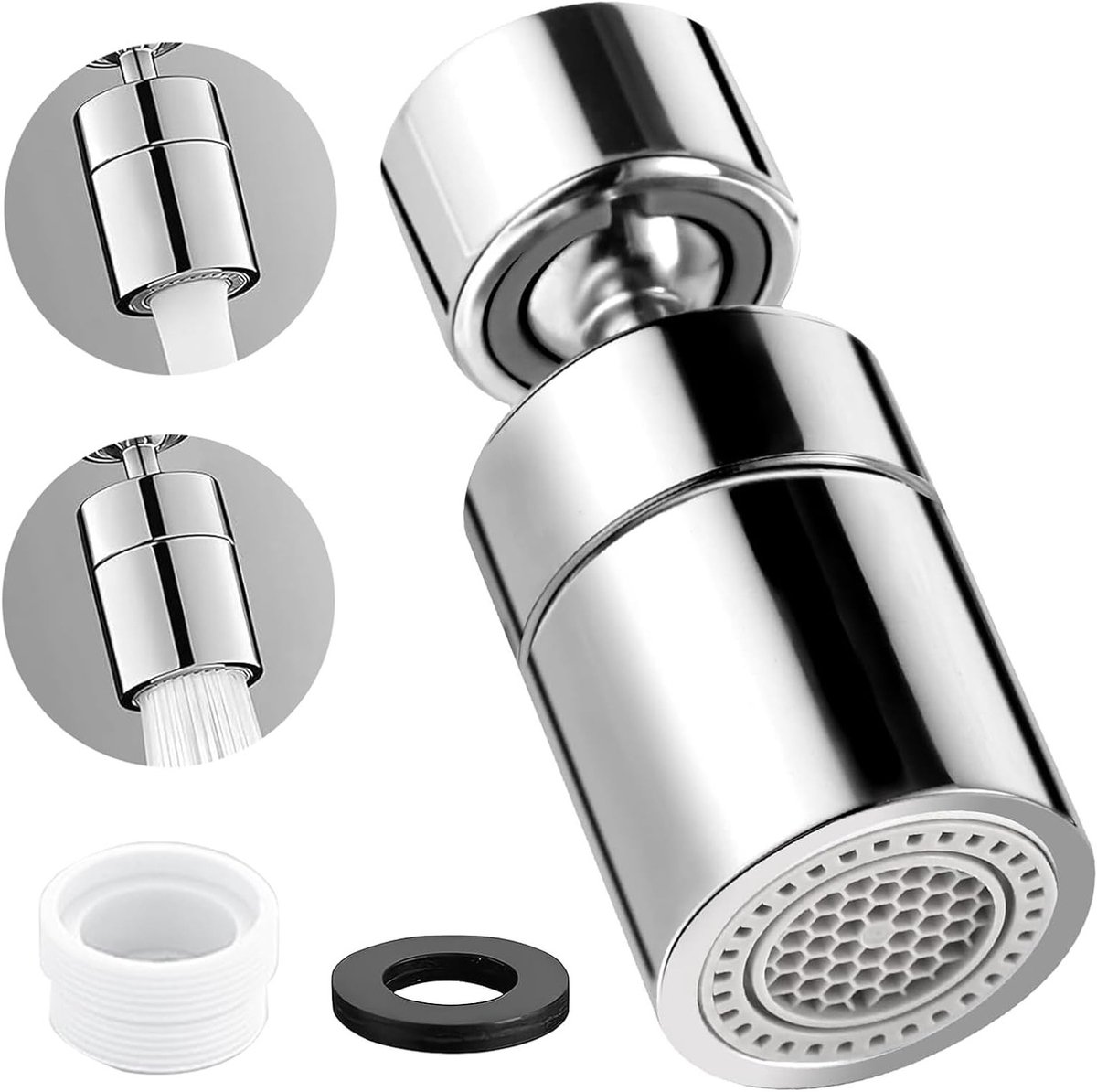 Waterbesparende 360° Jet Regulator voor Kranen met Adapter, Rotatable en 2 Sprayfuncties voor M22 en M24 Draad