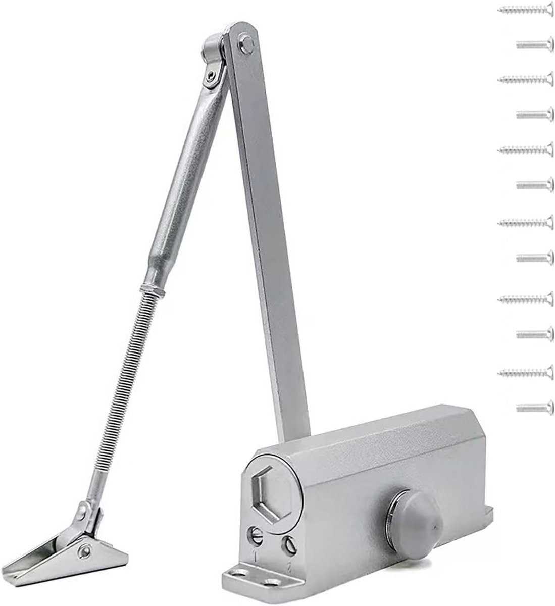 Automatische Deurdranger met Hydraulische Veer en Vergrendelingsfunctie voor Binnen- en Buitendeuren - Veiligheid, Gemak en Kwaliteit tot 85 kg in Zilver