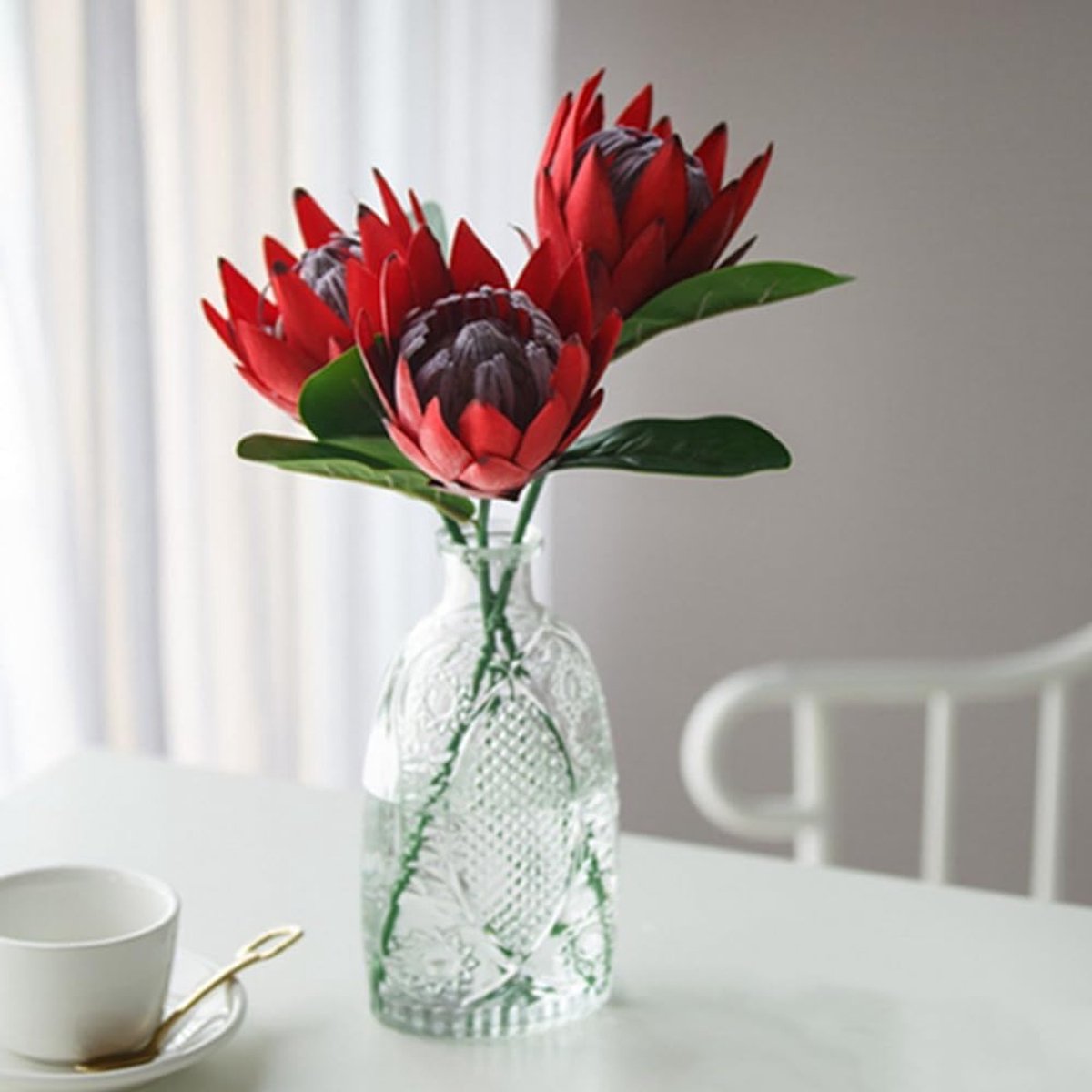 3 Stuks Kunstbloemen Nepprotea Cynaroides van Zijde voor Decoratieve Boeketten en Tafelcen