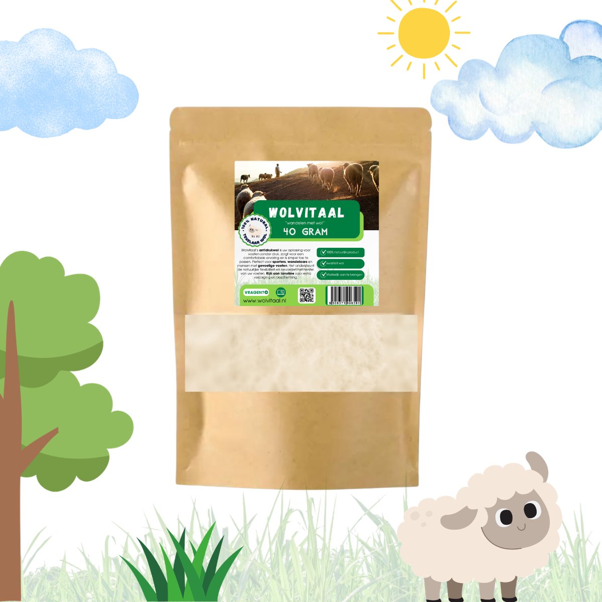Wolvitaal Antidruk wol - 40 Gram - Hoog lanolinegehalte
