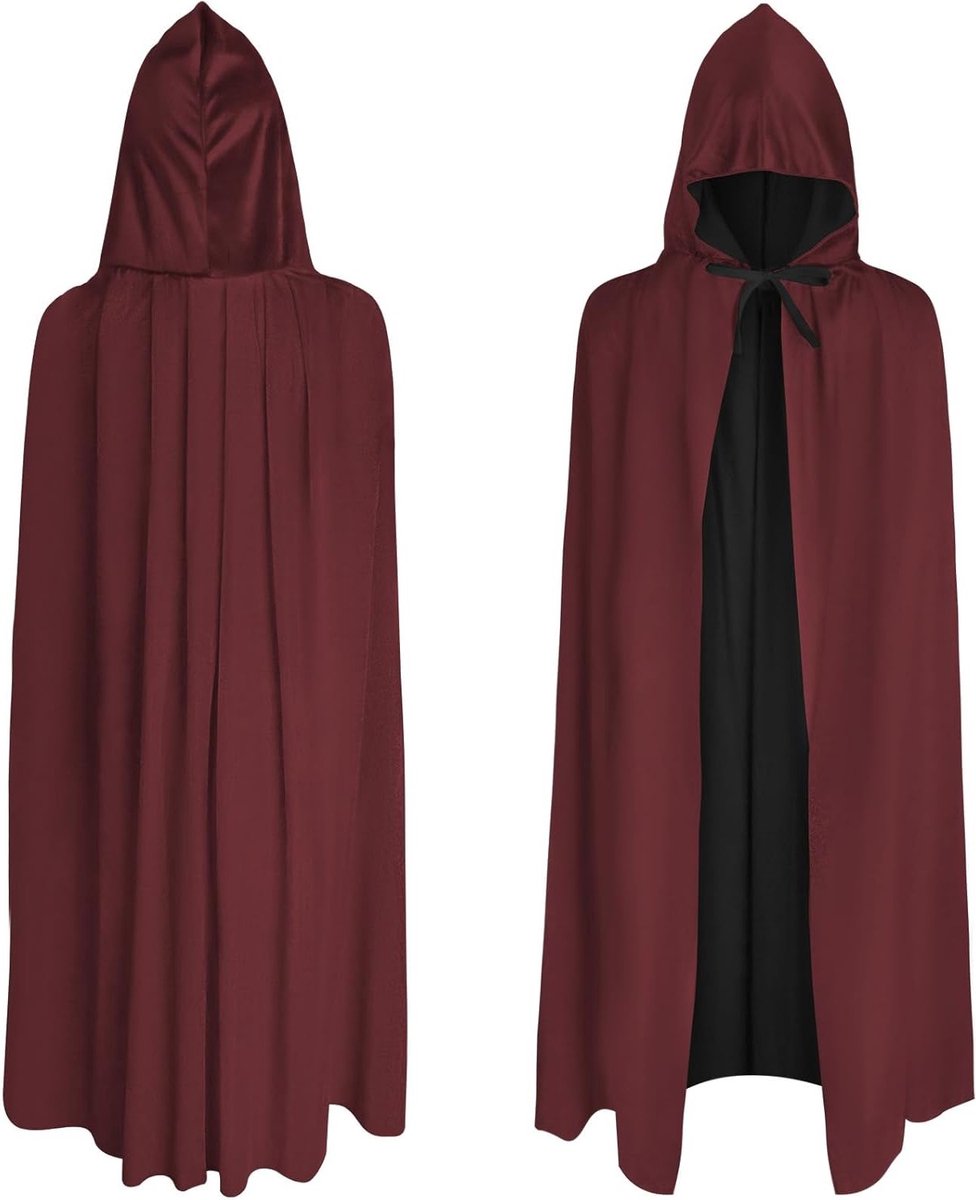 Zwarte Cape met Kap voor Vampier Kostuum, Perfect voor Halloween, Carnaval en Feestjes