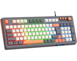 Budget Mechanisch Gaming Keyboard Raiku K98 – White/Gray/Orange - Compact 98% Layout – RGB Verlichting – Bedraad