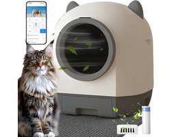 Automatische Kattenbak XXL 80L - Grote Capaciteit Zelfreinigende - Electrische Kattenbak - Bedienen via App - Incl stekkeradapter en 1 rollen opvangzakjes - Incl. Kattenbakmat