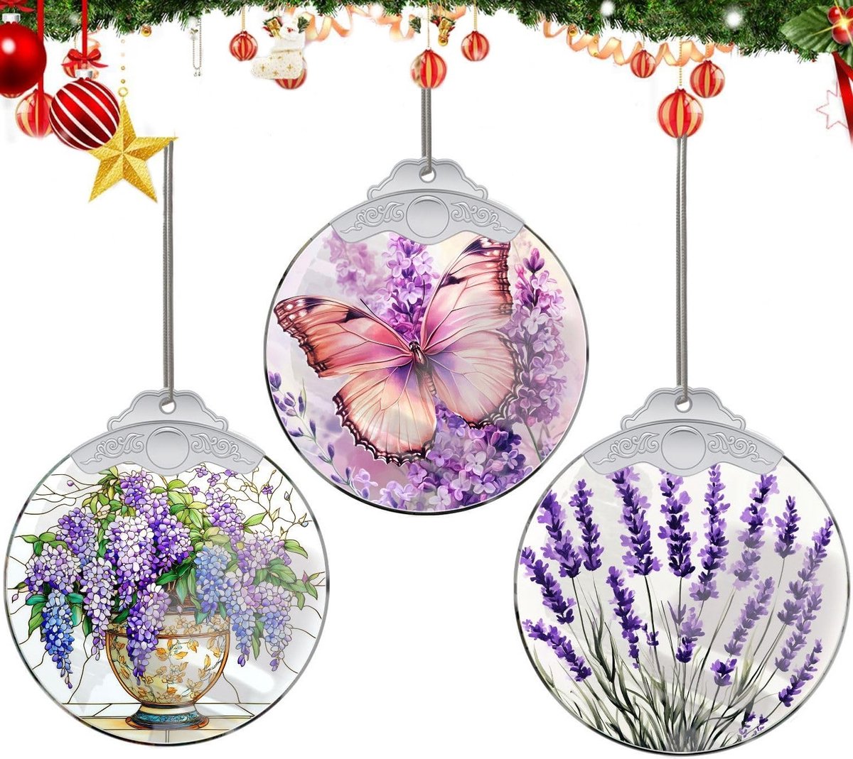 Kerstdecoratie met Kristallen Ornamenten voor Aan Hangen, Acryl Versiering voor Auto-interieur en Feestelijke Gelegenheden, Handgemaakte Bloemen Verzamelobjecten voor Thuis en Cadeaus