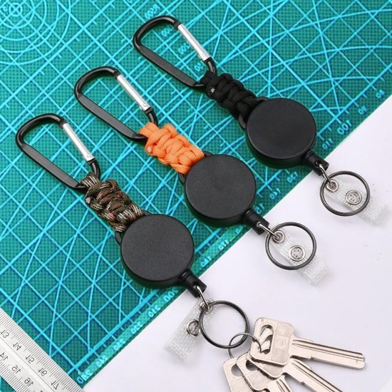 3-delige Uittrekbare Badge Reel met Stevige Carabiner Sleutelhanger, 60 cm Uittrekbaar Stalen Draad ID Kaarthouder en Clip voor Sleutels en Toegangspassen van Merkloos — afbeelding 4