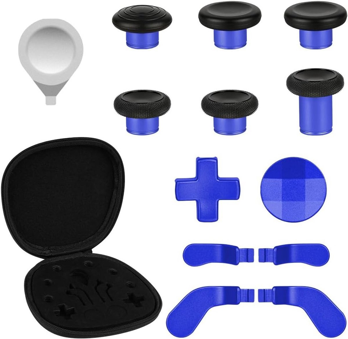 Metalen thumbsticks en analoge joysticks voor Xbox One Elite en Elite Series 2 controllers, magnetisch en duurzaam (Blauwe stok, zwarte dop)