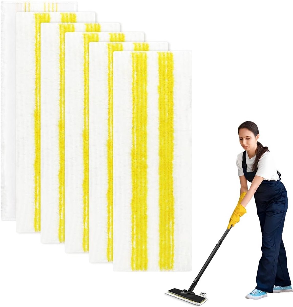 Set van 6 Stoomreiniger Mondstukken en Microvezeldoeken voor Alle Vloeren, Geschikt voor Kärcher EasyFix SC 1, SC 2, SC 3, SC 4, SC 5, Perfect voor Stoomreiniging en Vloeronderhoud
