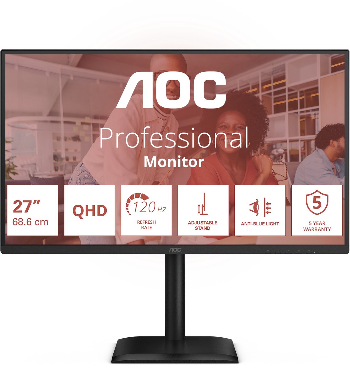 AOC E4 Q27E4U computer monitor 68,6 cm (27") 2560 x 1440 Pixels Quad HD LED Zwart