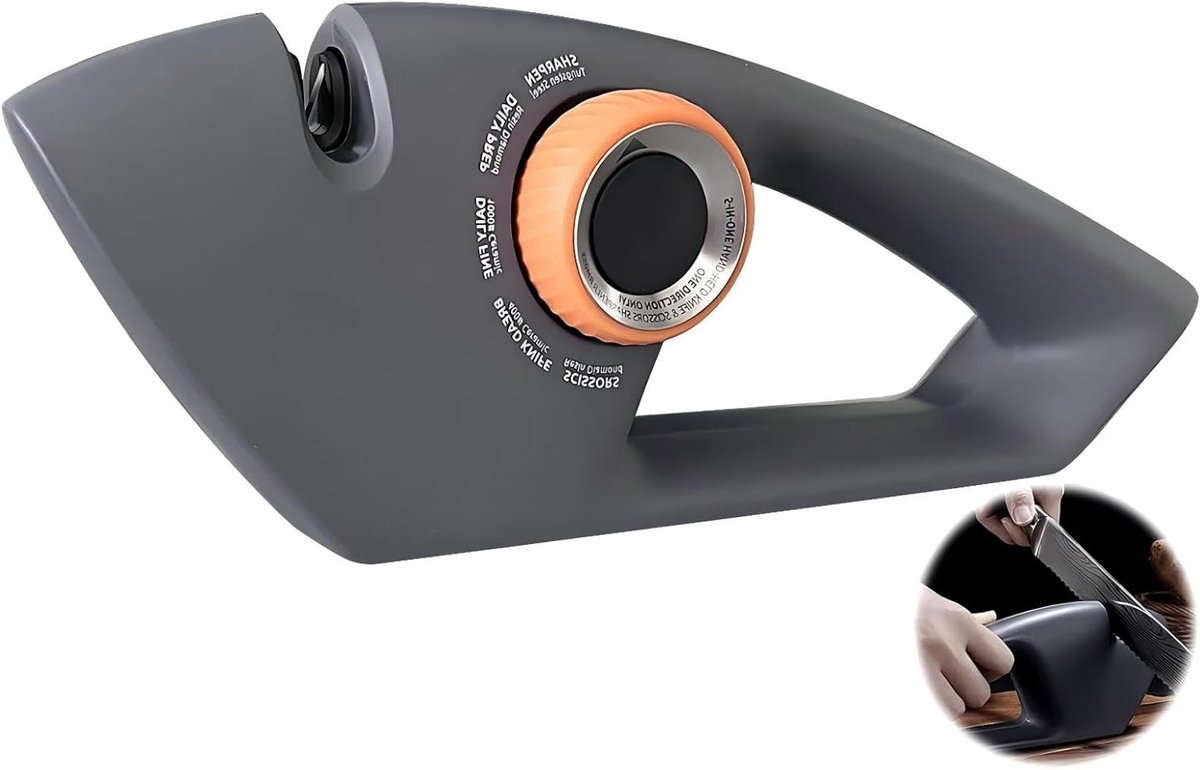 Professionele 5-in-1 Messenslijper met Ergonomische Handgreep en Antislip Rubber voor Keukenmessen en Kookgerei